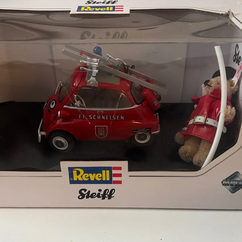 Revell x Steiff Red Fire Rescue Isetta Toy Car with Bear